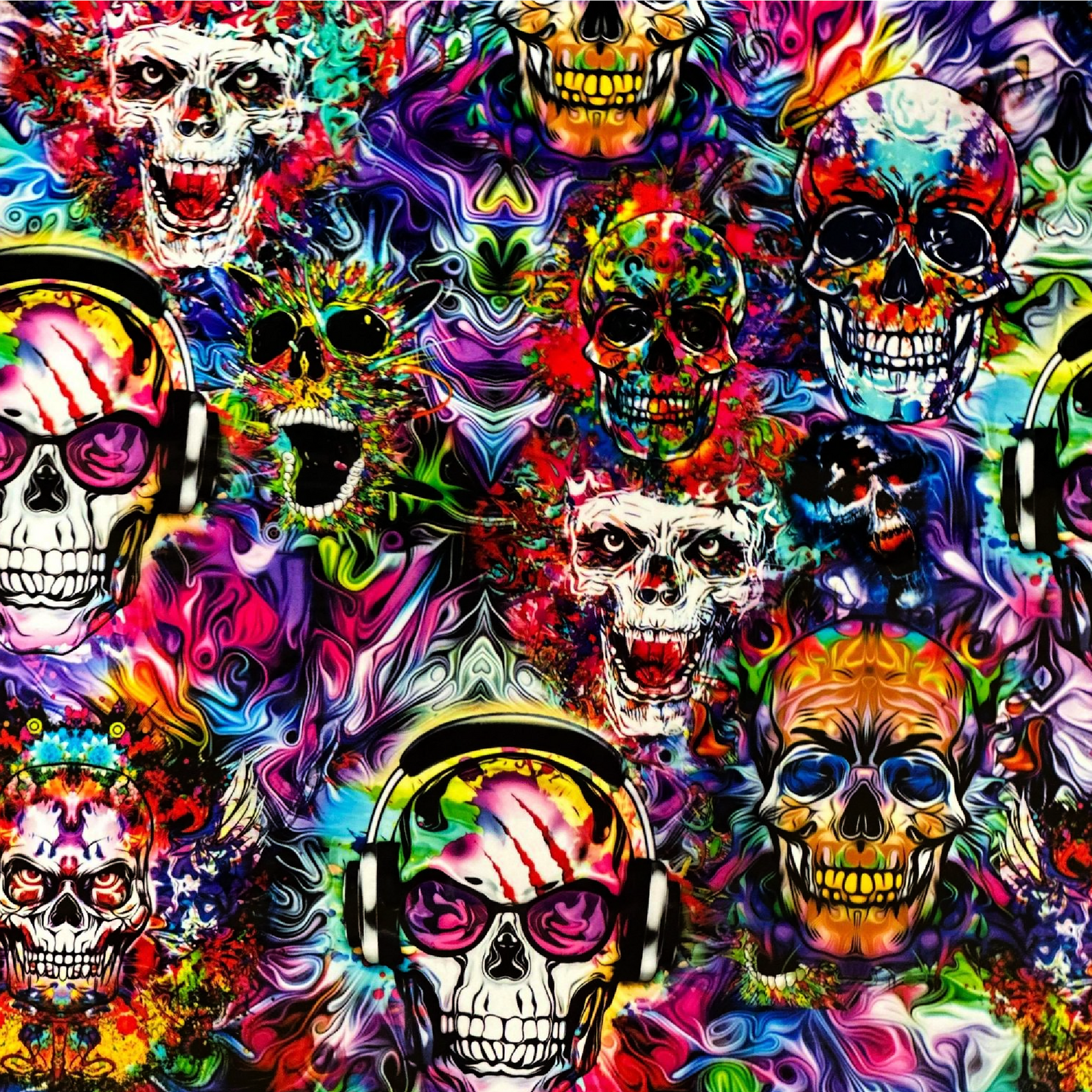 Rainbow Fire Skulls XXL