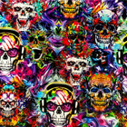 Rainbow Fire Skulls XXL