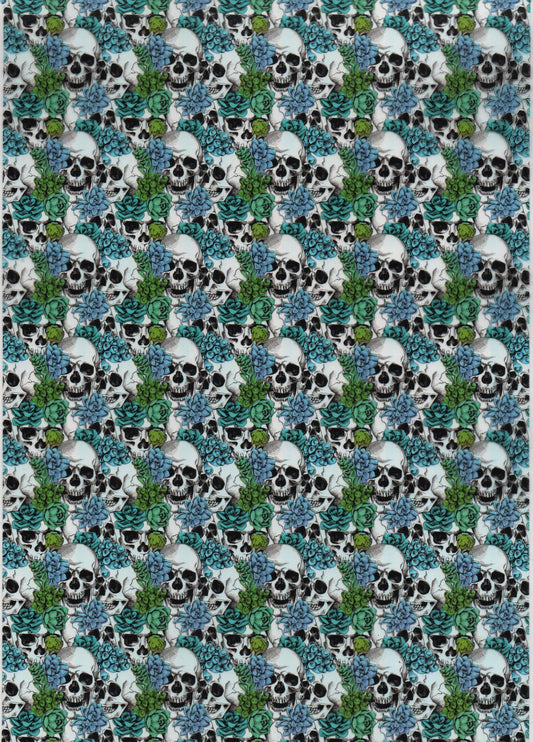 Blue Floral Skull