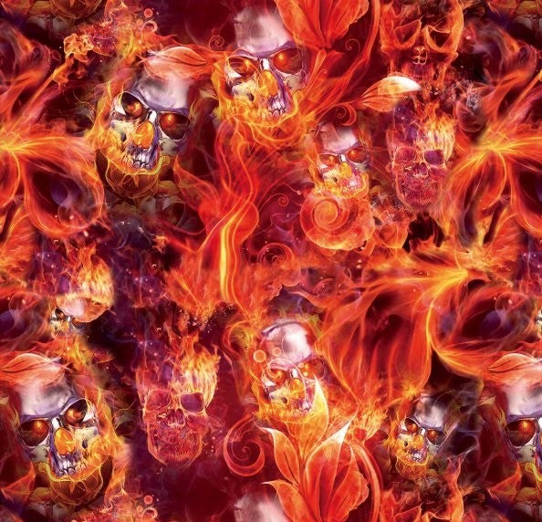 Flaming Metal Skull