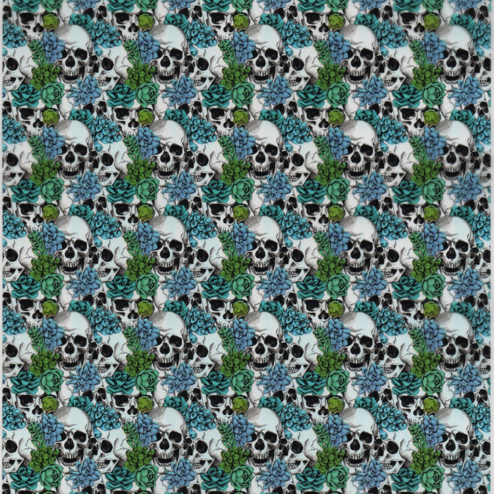 Blue Floral Skull